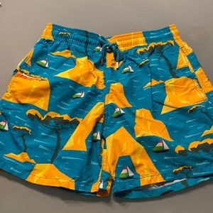 Tree/Boat/Boulder Vilebrequin Swim Trunks (Size Medium)